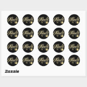 Sticker Rond Merrily Jamais après Curly Script Mariage de vacan (Feuille)