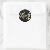Sticker Rond Merrily Jamais après Curly Script Mariage de vacan (Sac)
