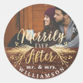 Sticker Rond Merrily Jamais Après Rustique M & Mme Premier Noël (Devant)