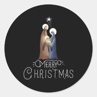 Sticker Rond Merry Advent Nativité Scène North Star