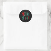 Sticker Rond Merry And Bright Christmas Women Girls Kids Toddle (Sac)