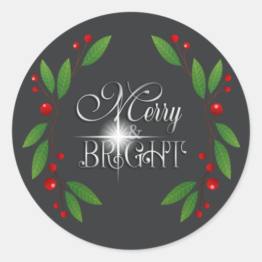 Sticker Rond Merry Berry Bright Christmas Swag D591 (Devant)