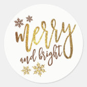 Sticker Rond Merry & Bright, Gold White, (Devant)
