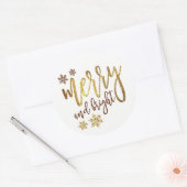 Sticker Rond Merry & Bright, Gold White, (Enveloppe)