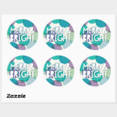 Sticker Rond Merry & Bright Turquoise Violet Confettis Noël (Feuille)