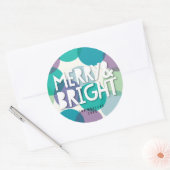 Sticker Rond Merry & Bright Turquoise Violet Confettis Points N (Enveloppe)