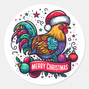 Sticker Rond Merry Chickenmas
