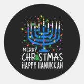 Sticker Rond Merry Chrismukkah Happy Christmas Hanukkah Chanuka (Devant)