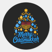 Sticker Rond Merry Chrismukkah Holiday Hanukkah Family Matching (Devant)
