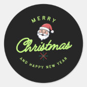 Sticker Rond Merry Christmas and happy new year (Devant)