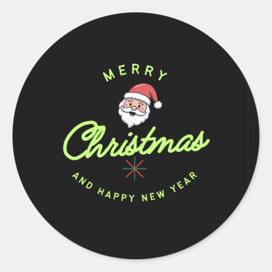 Sticker Rond Merry Christmas and Happy New Year (Devant)