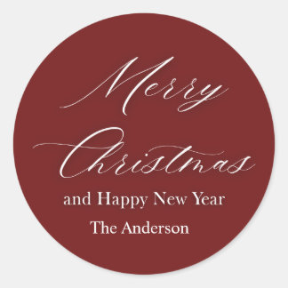 Sticker Rond merry christmas and happy new year