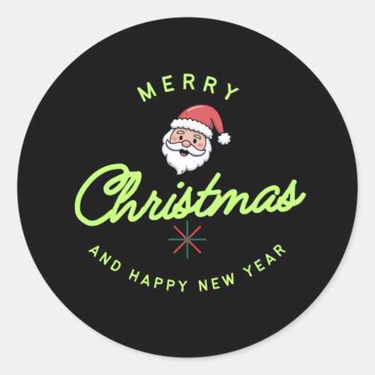 Sticker Rond Merry Christmas and Happy New Year (Devant)