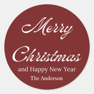 Sticker Rond merry christmas and happy new year
