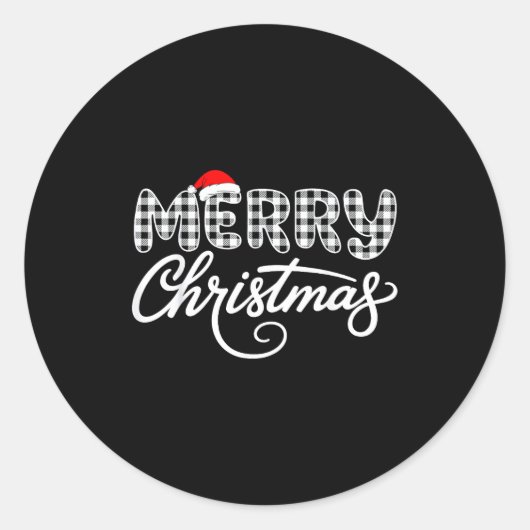 Sticker Rond Merry Christmas Buffalo Black And White  (Devant)