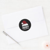Sticker Rond Merry Christmas Buffalo Plaid Red Santa Hat Xmas P (Enveloppe)
