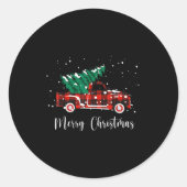 Sticker Rond Merry Christmas Buffalo Truck Tree Red Plaid (Devant)