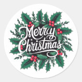 Sticker Rond Merry Christmas Cherries & Holly Envelope Seal (Devant)