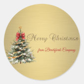 Sticker Rond Merry Christmas,Christmas Tree,Gold (Devant)
