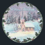 Sticker Rond MERRY CHRISTMAS CHURCH & WREATT par SHARON SHARPE<br><div class="desc">MERRY CHRISTMAS CHURCH & WREATE d'une aquarelle originale de SHARON SHARPE</div>