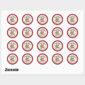 Sticker Rond Merry Christmas Cute Reindeer Personalized (Feuille)