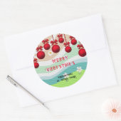 STICKER ROND MERRY CHRISTMAS ÉLÉGANT CHIC RETOUR ADRESSE FANCY (Enveloppe)