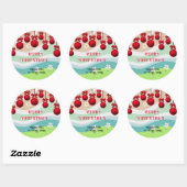 STICKER ROND MERRY CHRISTMAS ÉLÉGANT CHIC RETOUR ADRESSE FANCY (Feuille)