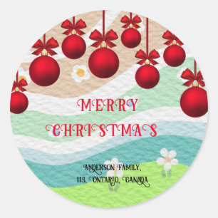 STICKER ROND MERRY CHRISTMAS ÉLÉGANT CHIC RETOUR ADRESSE FANCY