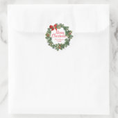 Sticker Rond Merry Christmas Floral Wreath (Sac)