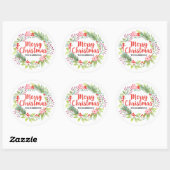 Sticker Rond Merry Christmas Floral Wreath (Feuille)