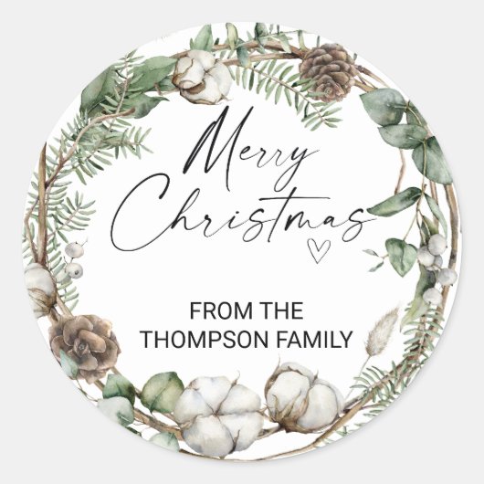 Sticker Rond Merry Christmas for Gifts Envelopes Present  Class (Devant)