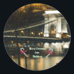 Sticker Rond Merry Christmas from Budapest<br><div class="desc">"Merry Christmas from Budapest" cityscape photograph.</div>
