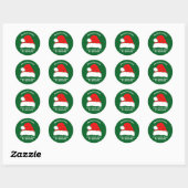 Sticker Rond Merry Christmas From Santa Claus Green Gift (Feuille)