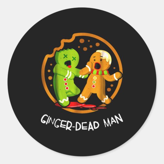 Sticker Rond Merry Christmas Ginger-dead Man Cookie Zombie Xmas (Devant)