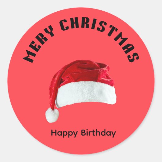 Sticker Rond Merry Christmas Gingerbread Man with Santa Hat Vec (Devant)