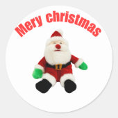 Sticker Rond Merry Christmas Gingerbread Man with Santa Hat Vec (Devant)