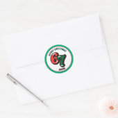 Sticker Rond Merry Christmas Green Numbers 6 & 7 Custom Name (Enveloppe)