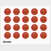 Sticker Rond Merry Christmas greeting with tree on red custom (Feuille)