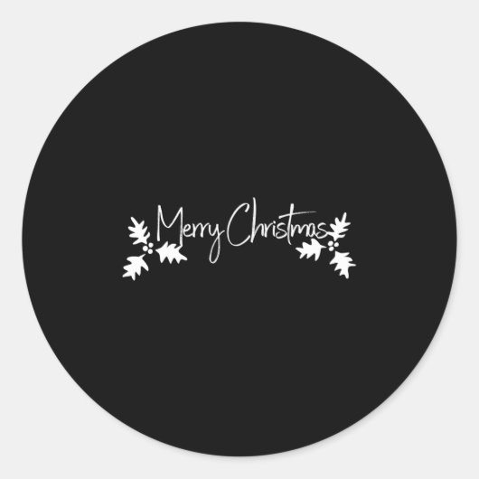 Sticker Rond Merry Christmas Handwriting Script With Holly (Devant)