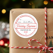 Sticker Rond Merry Christmas Holiday Express Mail To From