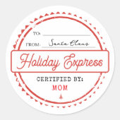 Sticker Rond Merry Christmas Holiday Express Mail To From (Devant)