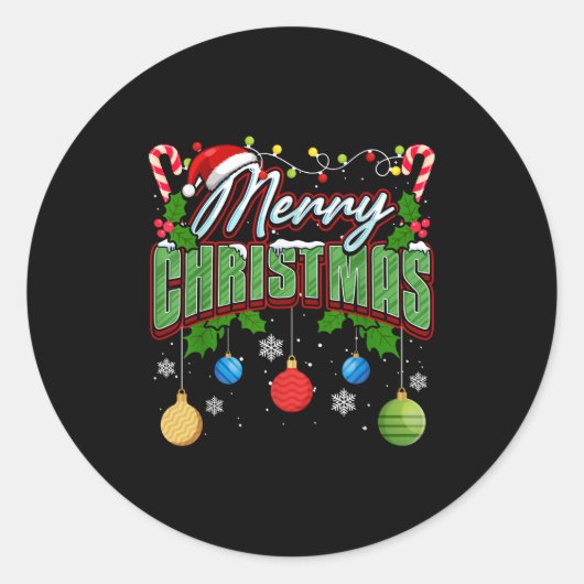 Sticker Rond Merry Christmas Matching Family Merry Christmas Xm (Devant)