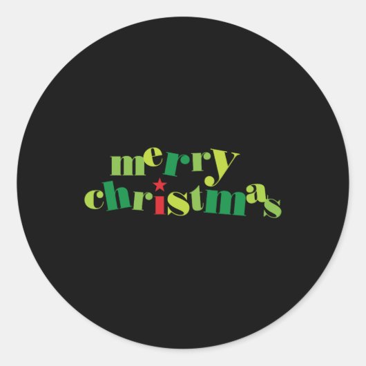 Sticker Rond Merry Christmas Modern Tygraphy T Shirt  (Devant)