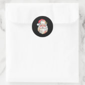 Sticker Rond Merry Christmas Patchwork Santa Claus Face X-mas H (Sac)