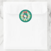 Sticker Rond Merry Christmas Peppermenthe Holiday Wreath (Sac)