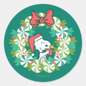 Sticker Rond Merry Christmas Peppermenthe Holiday Wreath (Devant)