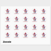 Sticker Rond Merry Christmas, Pixel Art, pixels, Snowman (Feuille)