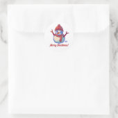 Sticker Rond Merry Christmas, Pixel Art, pixels, Snowman (Sac)