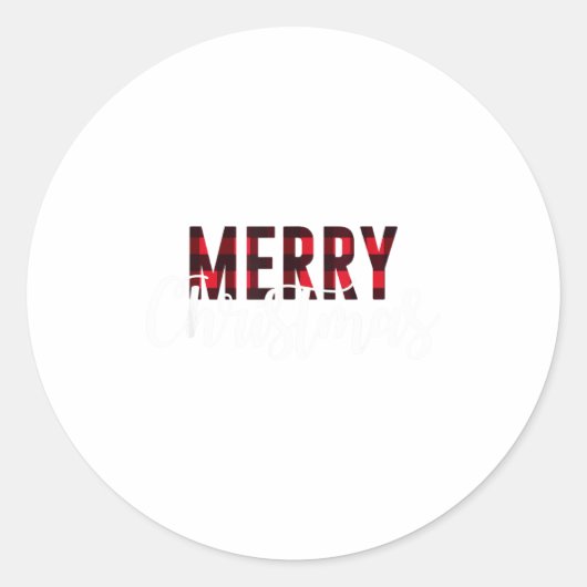 Sticker Rond Merry Christmas Plaid Graphic Christmas Letter Pri (Devant)