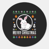 Sticker Rond Merry Christmas Rabbit Ugly Sweater Xmas Knit Tank (Devant)